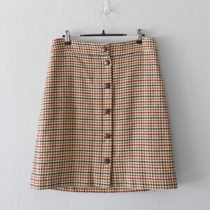 Talbots Womens Size 4 Houndstooth Wool Blend Button Front Mini Skirt Multi-Color